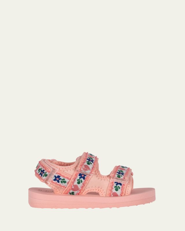 Girl's Flower Printed Grip-Strap Sandals, Baby/Toddler/Kids
